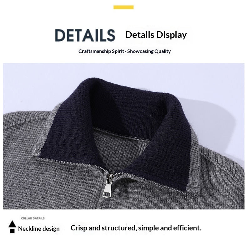 Mens Sweater Zip-Up Cardigan Coat