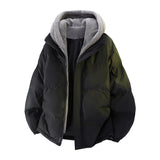 Mens Winter Loose, Padded Fleece Jacket With A Fake Two-Piece Design For Warmth