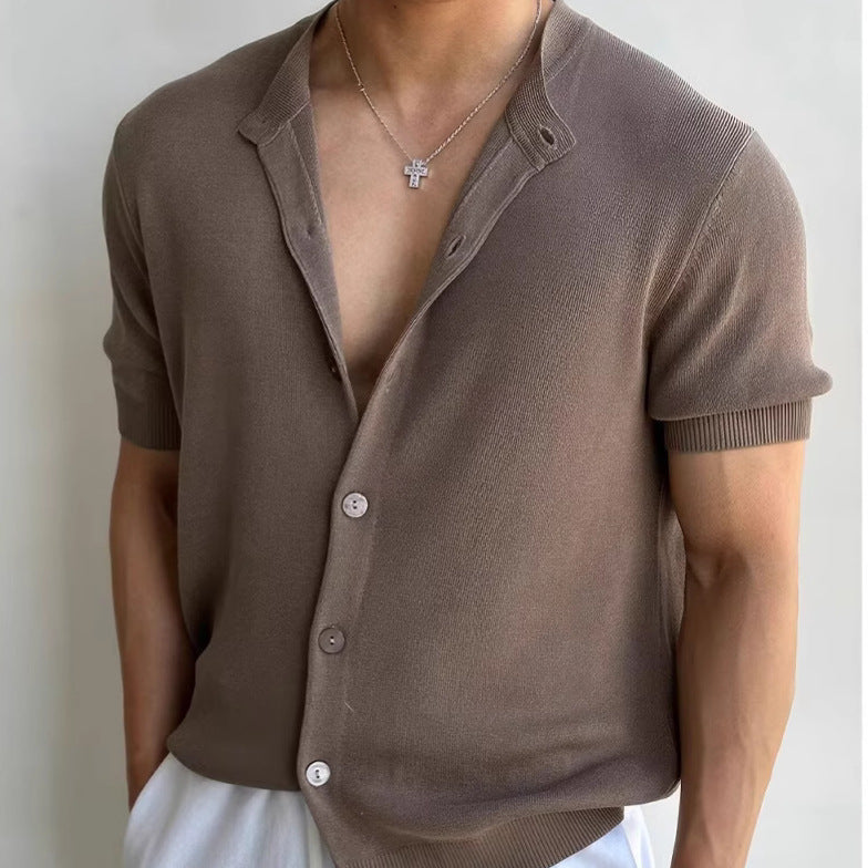 Fashion Patchwork Jacquard Knit Men's Luxury High-end T-shirt