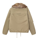 Women's Simple Detachable Fur Collar Cotton Coat