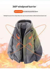 Mens Winter Loose, Padded Fleece Jacket With A Fake Two-Piece Design For Warmth