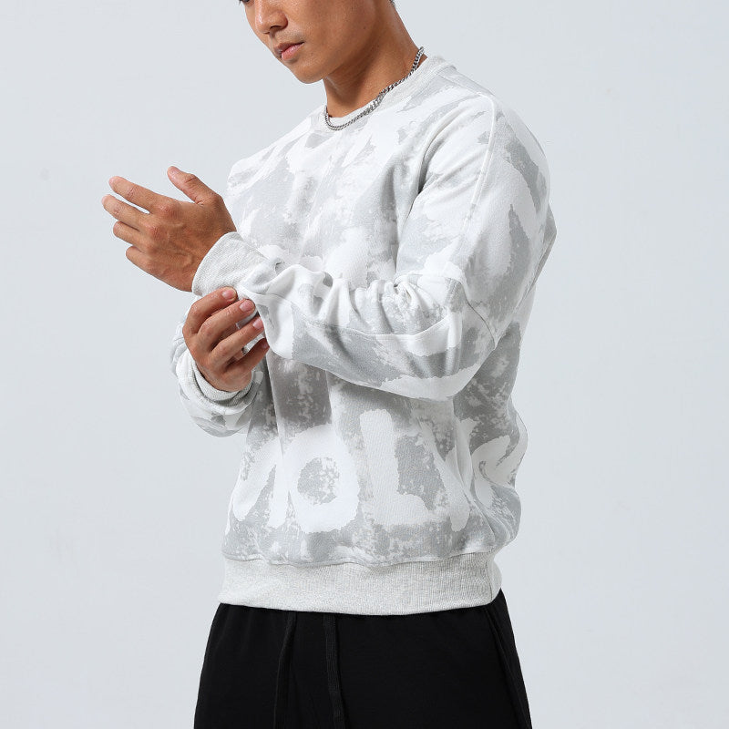 Mens Crew-Neck Pullover Sports Long-Sleeve Sweatshirt