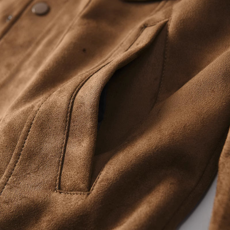 Retro Suede-Like Fabric American-Style Lapel Casual Work Jacket