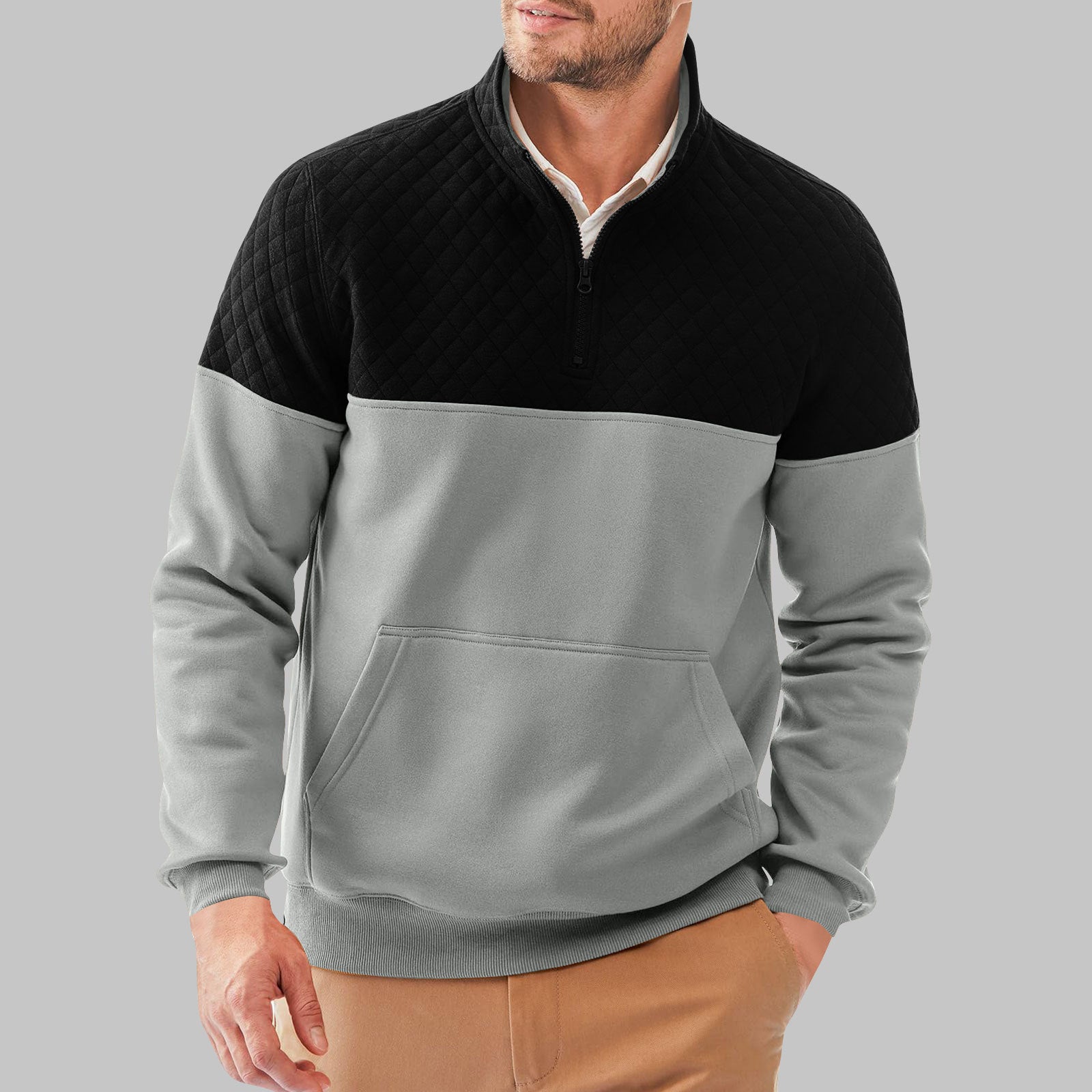 Men's Casual Color-blocked Long-sleeve Hoodie