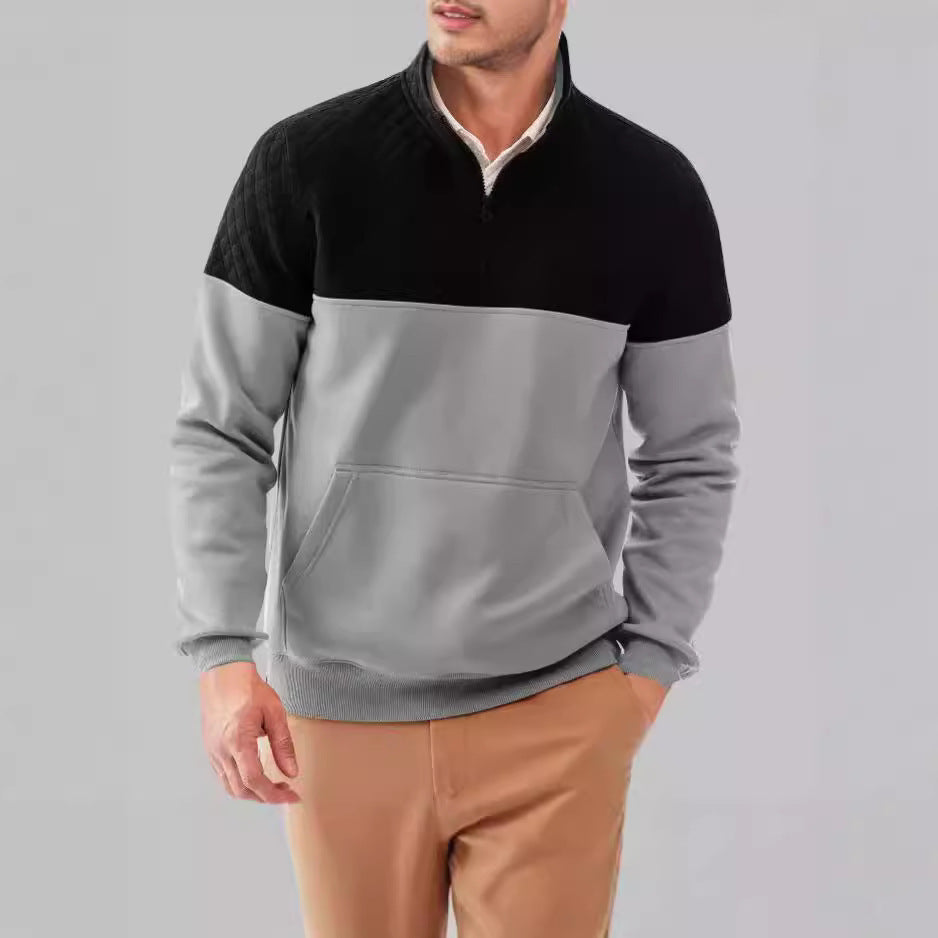 Men's Casual Color-blocked Long-sleeve Hoodie