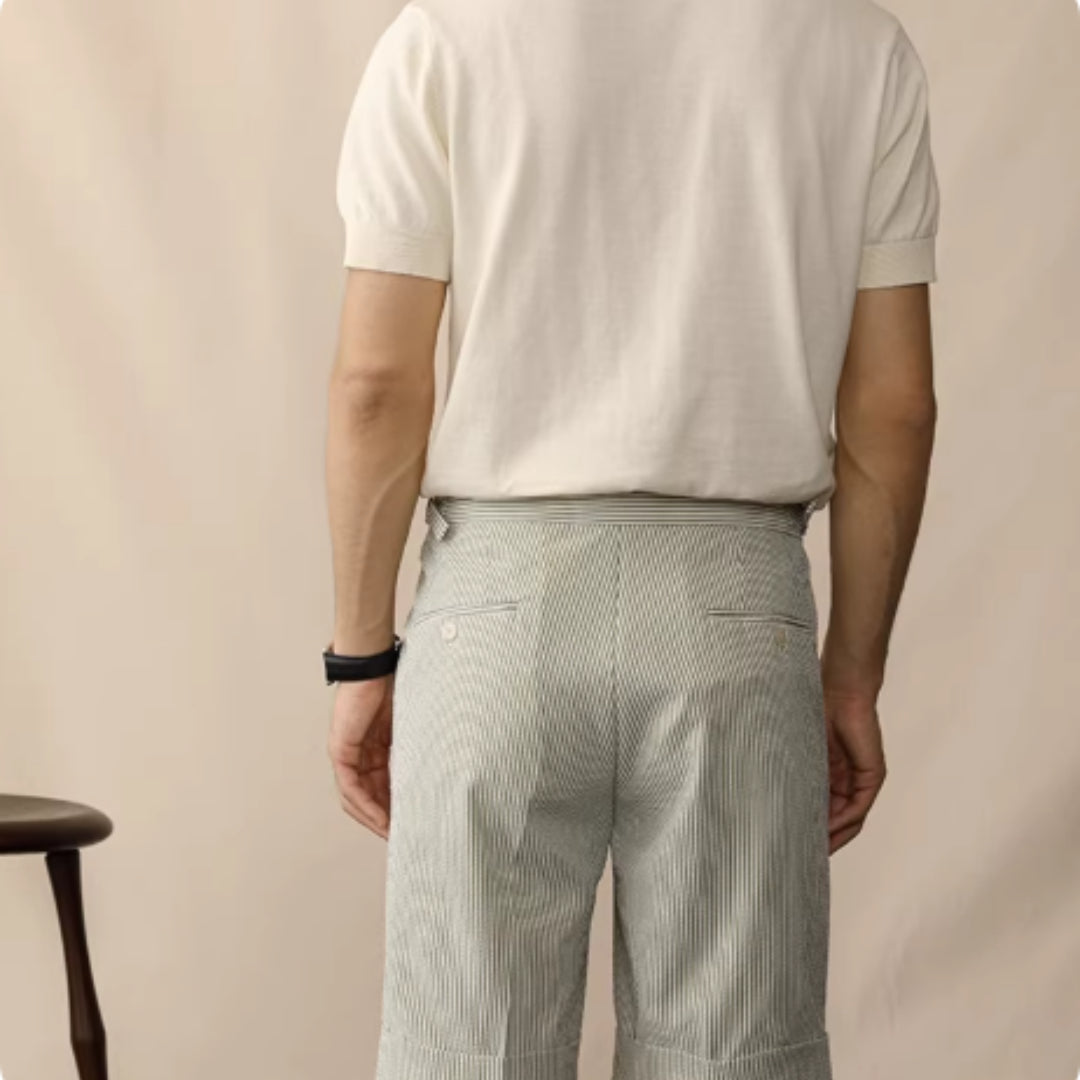 Men's British Breathable Mid-Waist Bubble Fabric Shorts