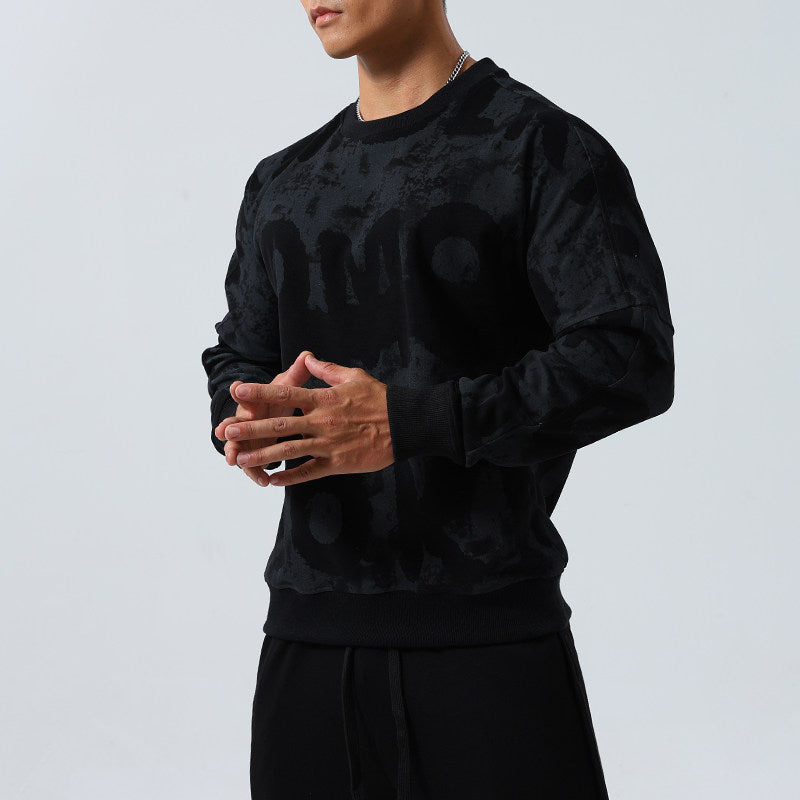 Mens Crew-Neck Pullover Sports Long-Sleeve Sweatshirt