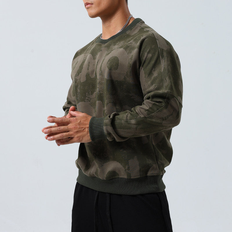 Mens Crew-Neck Pullover Sports Long-Sleeve Sweatshirt