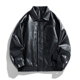 Loose Lapel American Trendy Brand Retro Motorcycle PU Leather Jacket