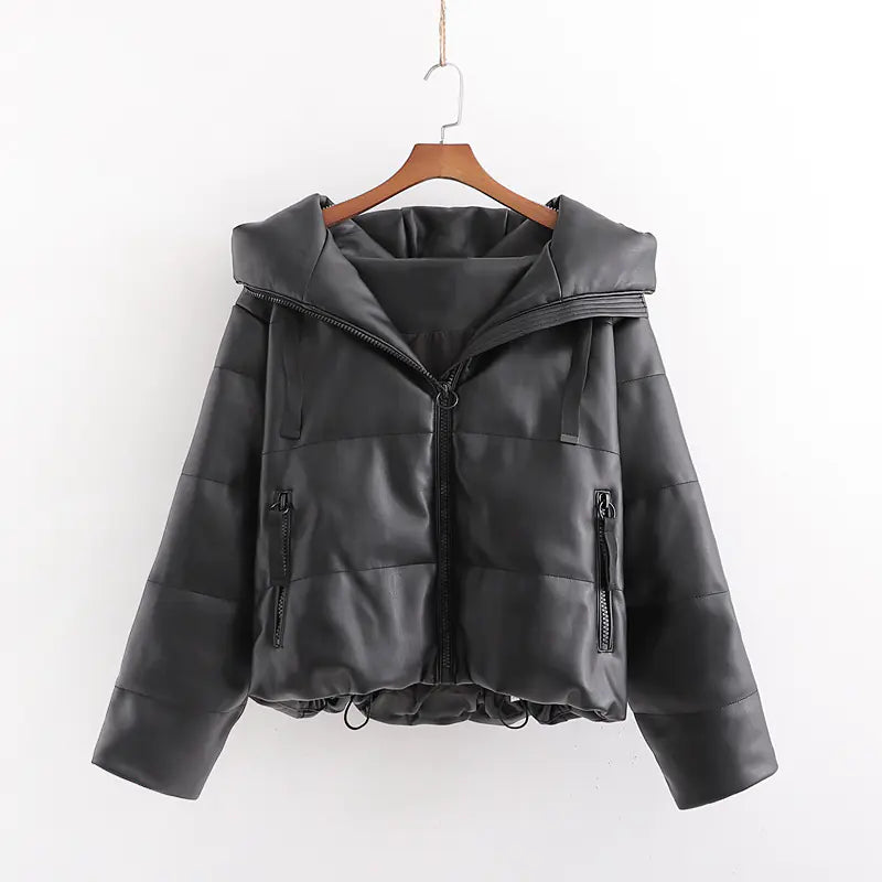 Warm Cotton Jacket, PU Leather Coat, PU Jacket