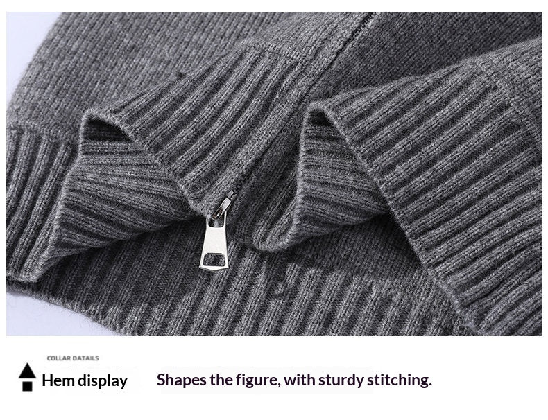 Mens Sweater Zip-Up Cardigan Coat