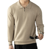 Suéter de punto con cuello polo y media cremallera para hombre