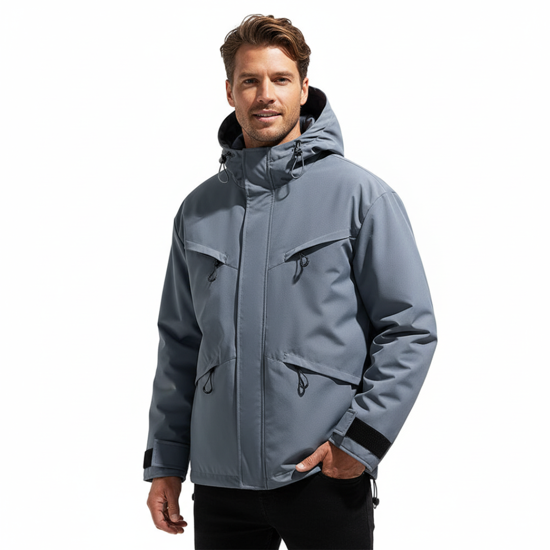 Japanese Style Retro Zippered Pocket Hooded Loose Fit Functional Shell Jacket