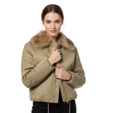Women's Simple Detachable Fur Collar Cotton Coat