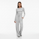 Women's 2 Piece Outfits Lounge Sets 2026 Long Sleeve Tops Wide Leg Pants Casual Matching Set