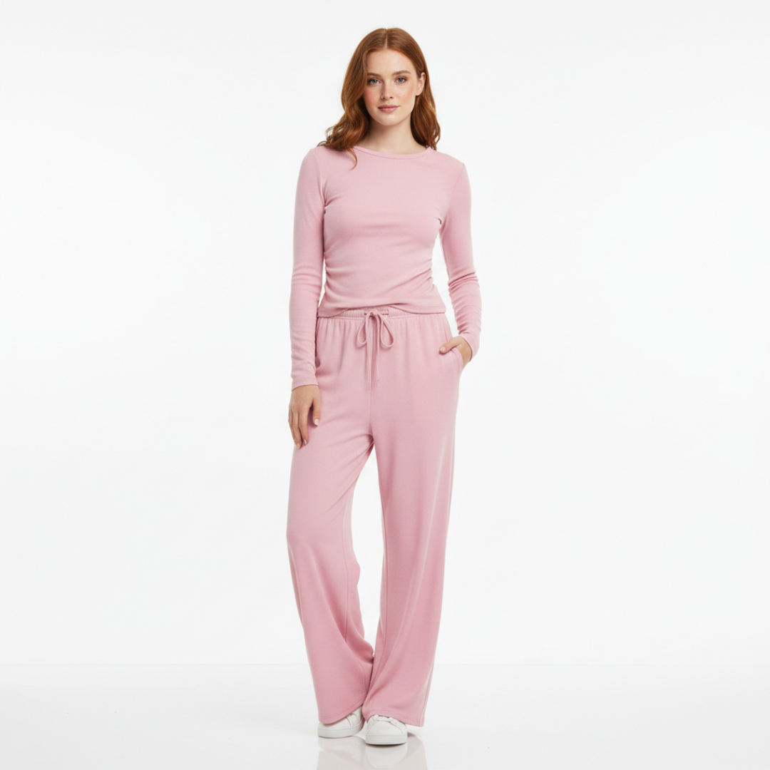 Women's 2 Piece Outfits Lounge Sets 2026 Long Sleeve Tops Wide Leg Pants Casual Matching Set