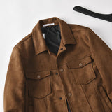 Retro Suede-Like Fabric American-Style Lapel Casual Work Jacket