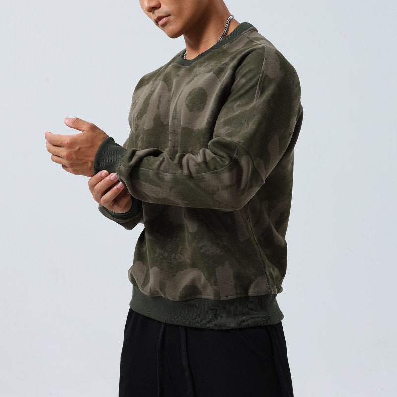Mens Crew-Neck Pullover Sports Long-Sleeve Sweatshirt