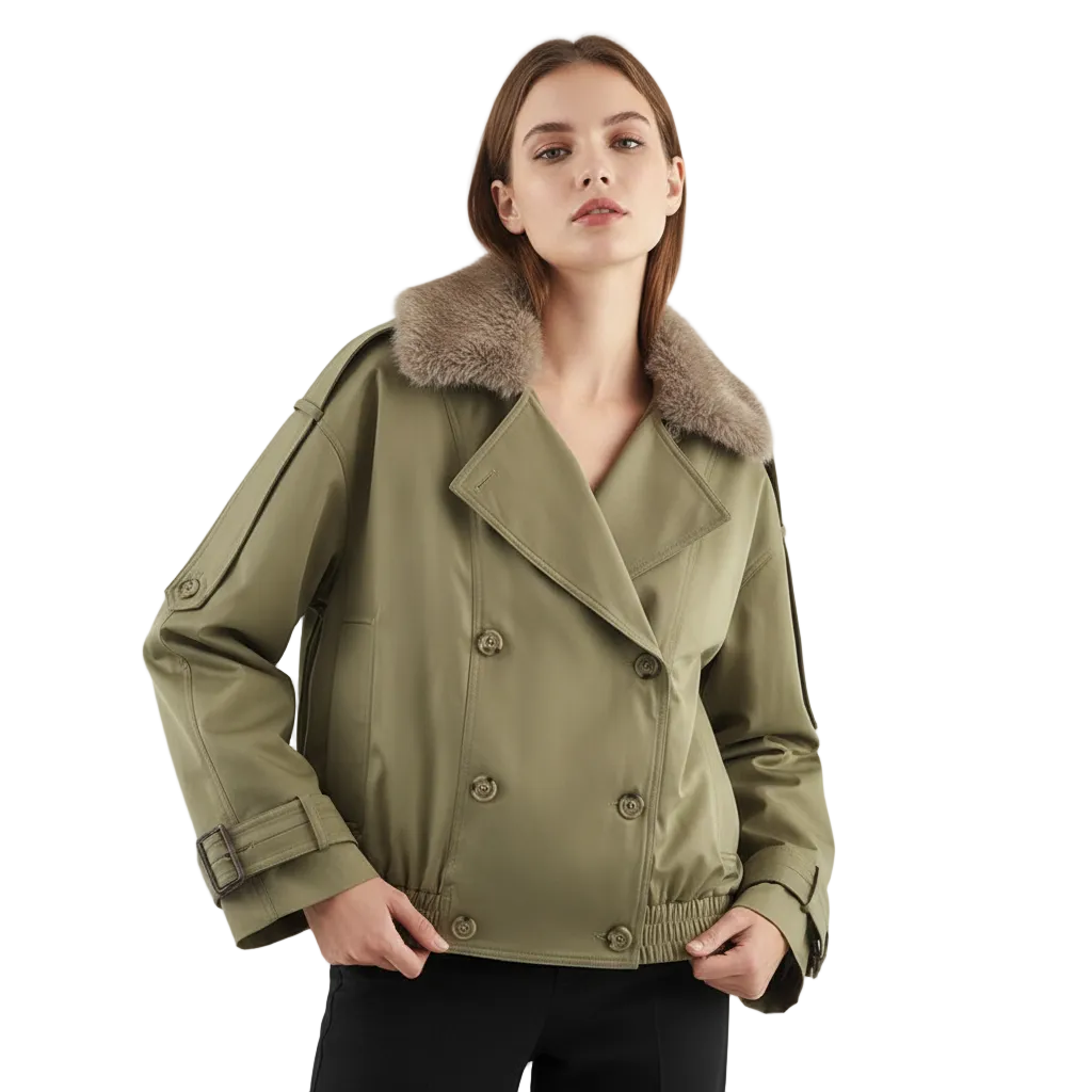 Fashionable European And American Style Short Trench Coat