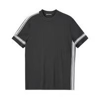 Ice Silk Men's Spliced Stripe Sport Short Sleeve T-shirt Summer New