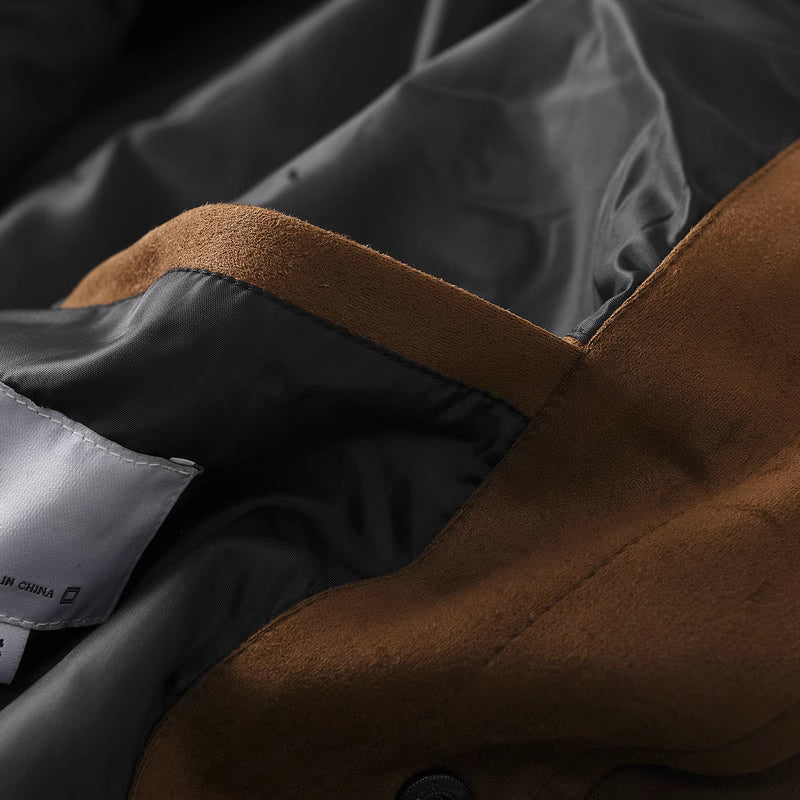 Retro Suede-Like Fabric American-Style Lapel Casual Work Jacket