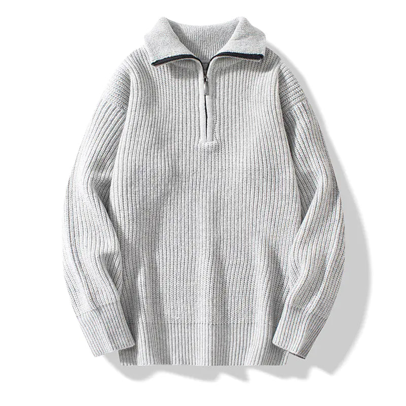 Loose Striped Half Cardigan Pullover Sweater